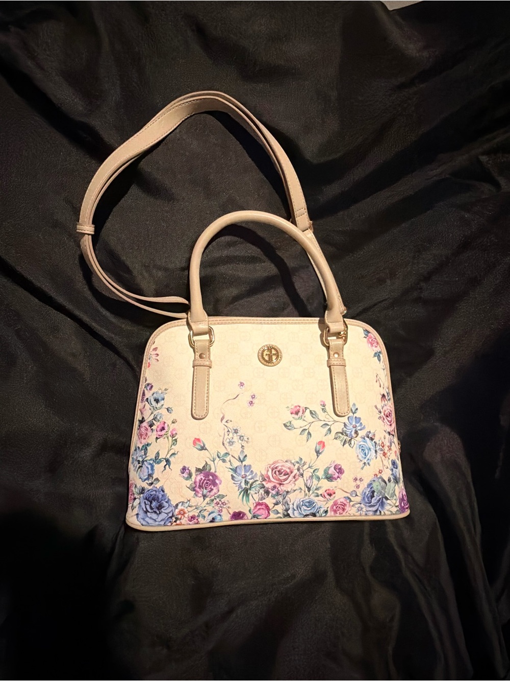 Giani Bernini Cream Dome Satchel with Pastel Floral Print